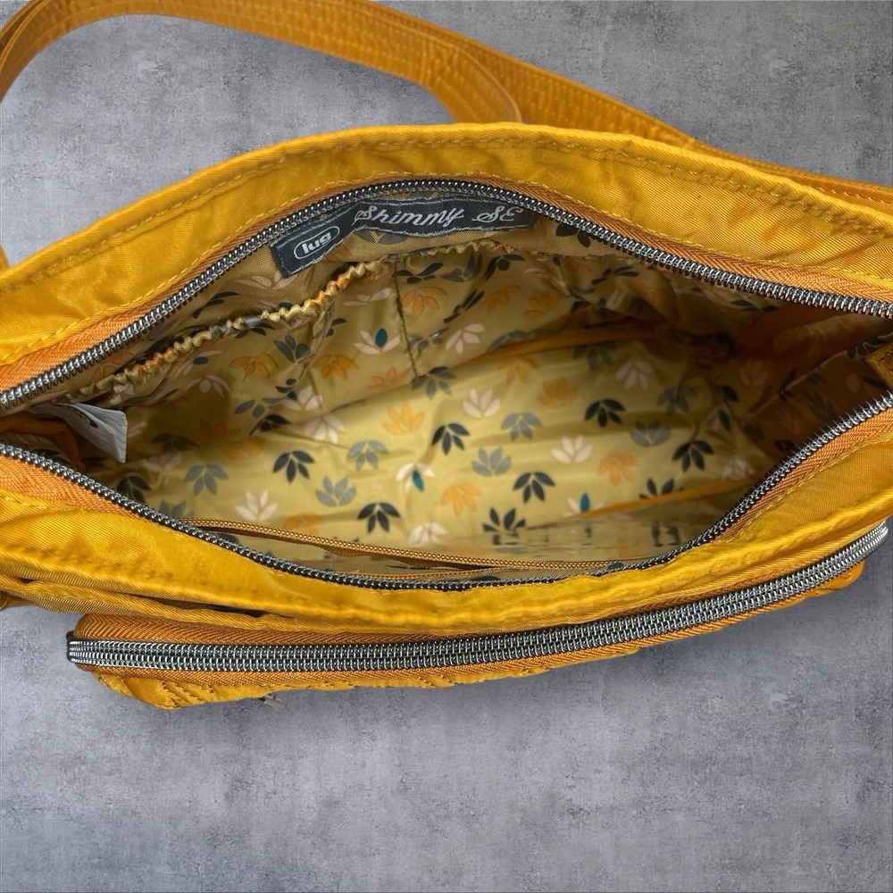 Lug Shimmy SE Crossbody Shoulder Bag Drink Pocket Gold Amber Yellow Quilted - Picture 9 of 14